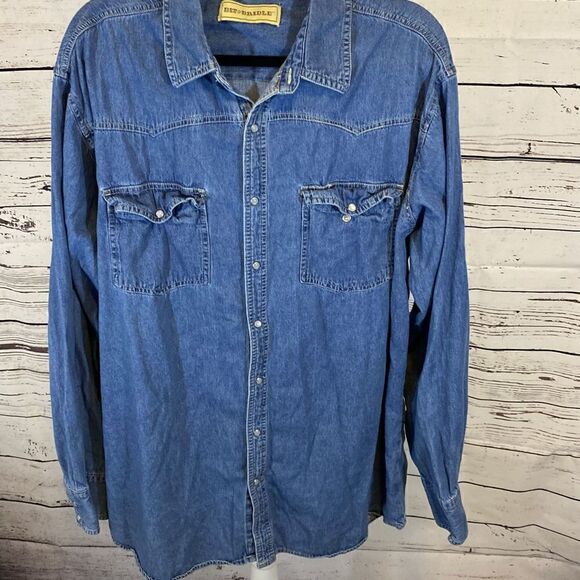 Bit and bridle men’s denim shirt size Two extra large tall - Picture 2 of 7